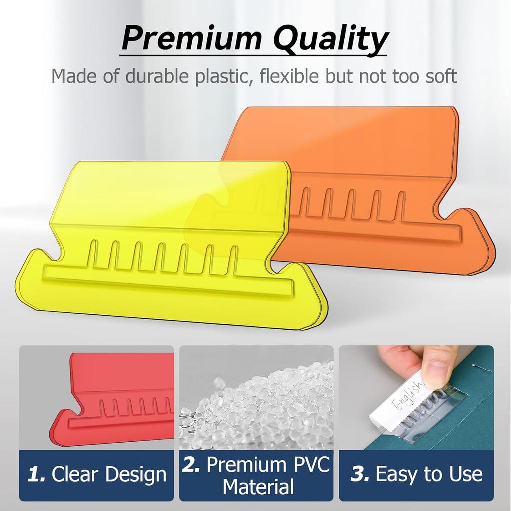 Hanging File Folder Tabs, 60 Sets Multicolor File Tabs and erts 2" Clear Plastic Labels for Hanging File Folders