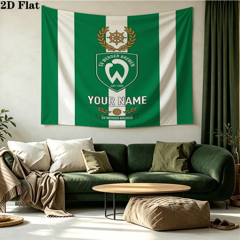 Custom Name SV Werder Bremen Printed Tapestry – Wall Hanging for Bedrooms, Dorms, and Home Decor