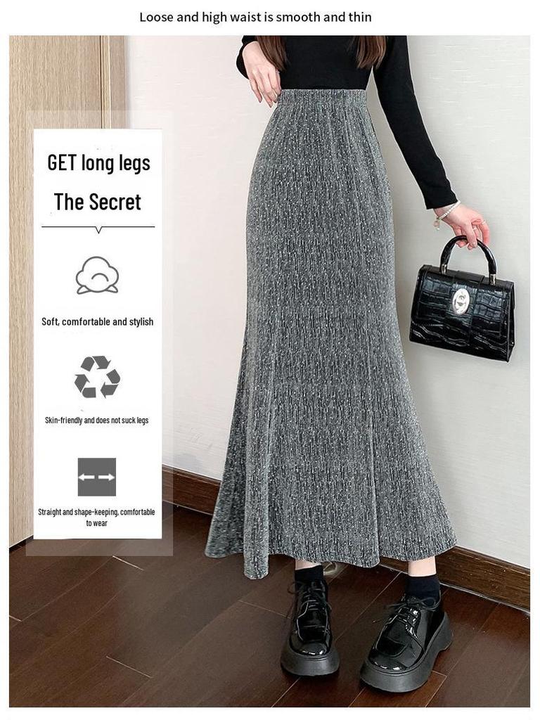 2024 Весна/Лето Ретро Узкая Длинная Женская Юбка с Высокой Талией: Корейский стиль All-Match