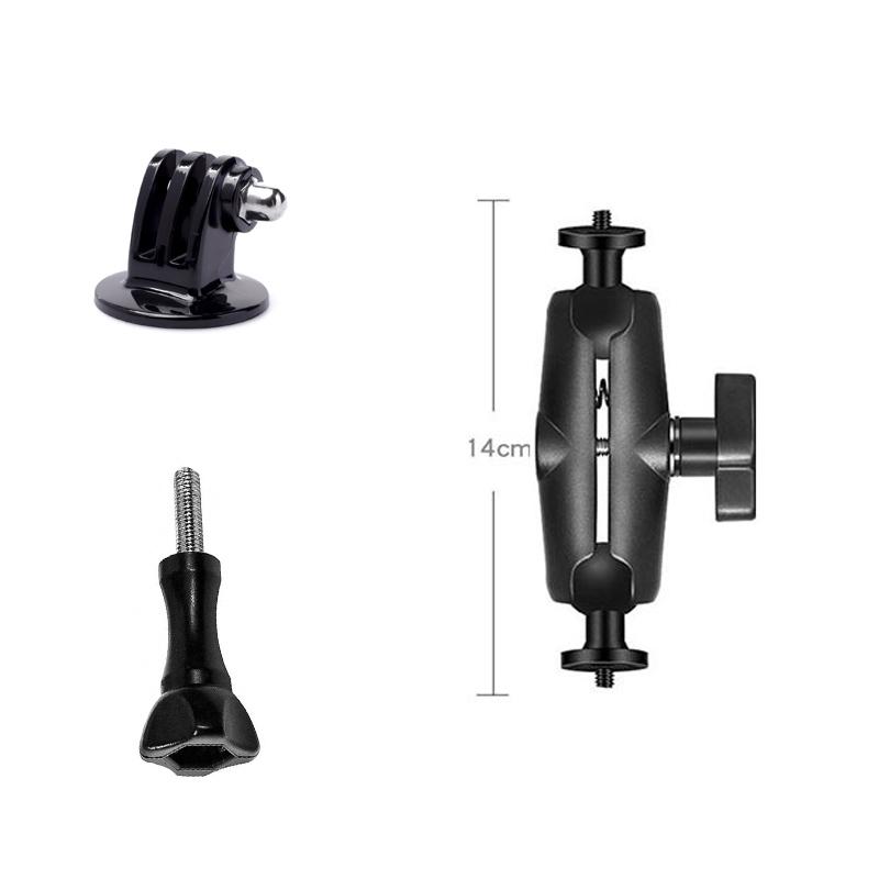 Aluminum Double Socket Extension Arm 1 Inch Ball Head Adapter for GoPro Insta360 DJI Accessories Bike Motorcycle Bracket Holder