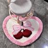 Cute Cherry Heart Shaped Plush Mat Soft Absorbent Carpet For Bathroom Toilet Doorway Entryway Bedroom Non-Slip Floor Rug
