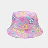 New flower pattern bucket hat spring and summer outdoor travel sun hat women's double-sided basin hat