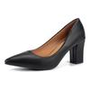 Черные замшевые туфли-лодочки на толстом каблуке с острым носком для женщин - Доступные размеры 41, 42