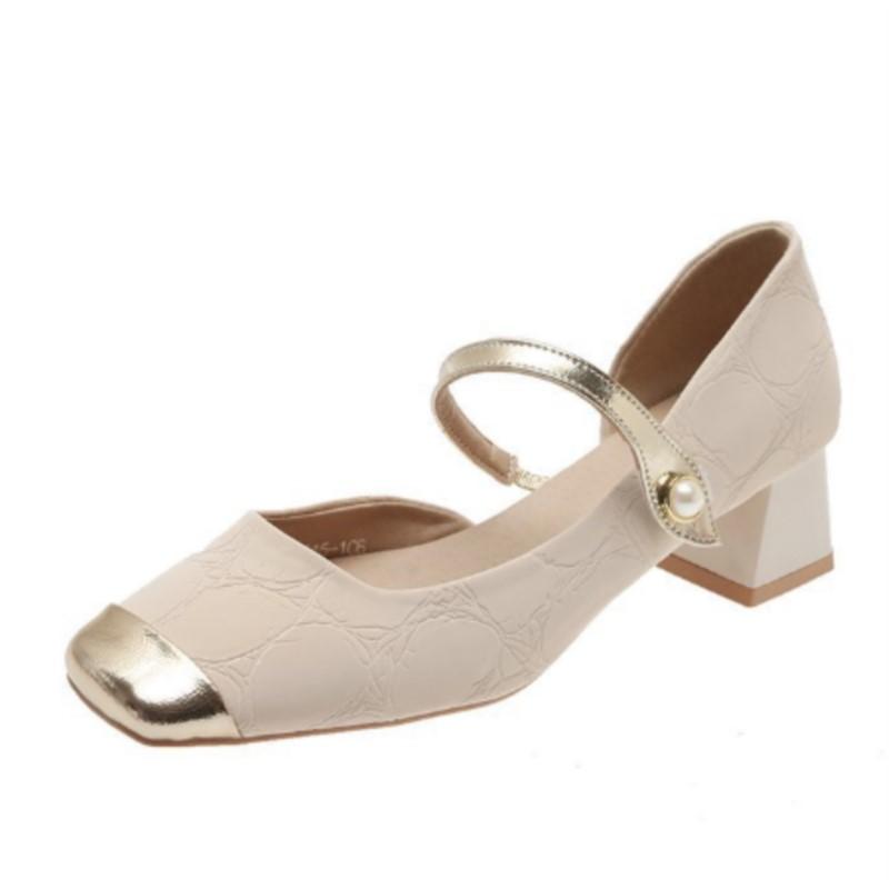 Mary Jane Shoes New Spring and Autumn with Skirt Chunky Heels Everything French Fairy Shoes Gentle Single Shoes P696