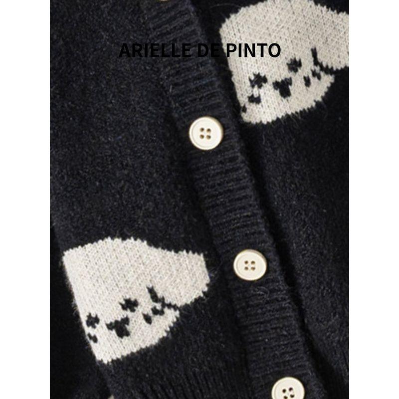 French Arielle De Pinto Boys' Knitwear Spring & Fall New Korean Style Rust V-Neck Cardigan Sweater Jacket