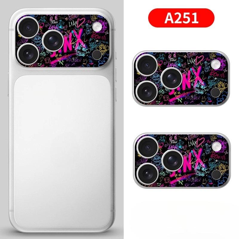 [2 шт.] Для iPhone 17 Pro/17 Pro Max Мягкая матовая бумажная наклейка/пленка на камеру/ Защитная пленка для камеры с рисунком в стиле граффити, защита от царапин