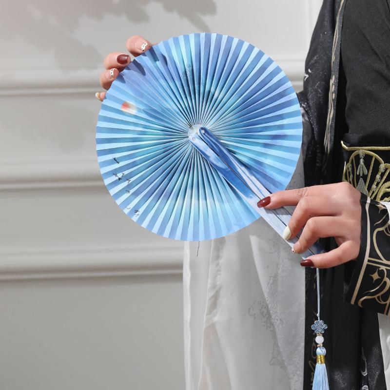 Китайский стиль печатный узор орнамент искусство ремесло декоративные складные веера реквизит для выступлений бумага несколько цветов 6 цветов