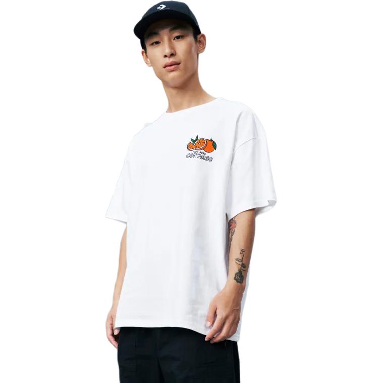 Converse T Shirts Men's White Crew Neck Moderate Straight Fit 10027639-A02