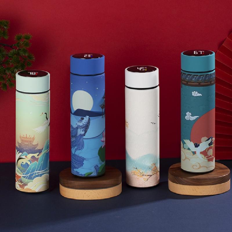 Креативный светодиодный дисплей температуры, вакуумная фляга из нержавеющей стали, 500 мл