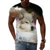 Summer Round Neck 3D Wolf Printed Top Fashionable Casual Short Sleeved Men's T-shirts