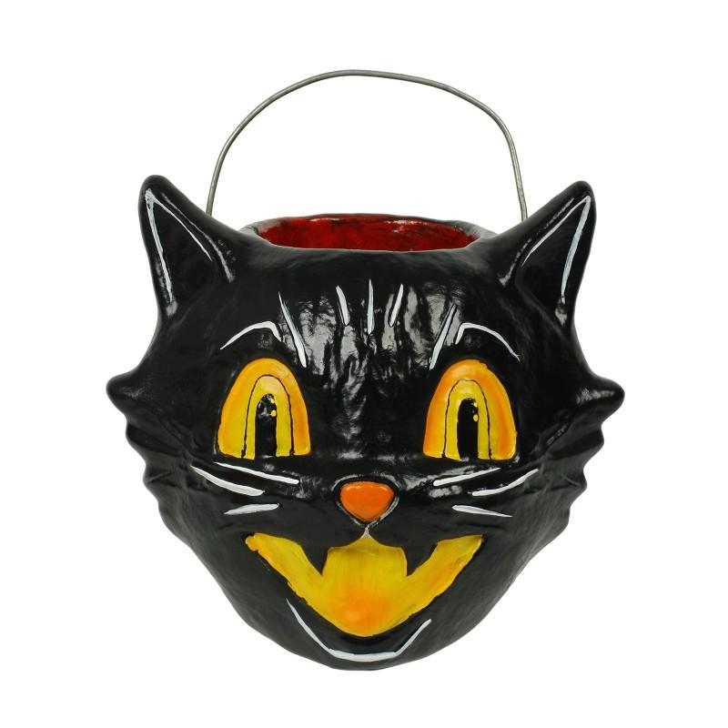 Halloween Black Cat Ceramic Lantern Decorative Hanging Light Candy Basket Pumpkin Prop Party Home Decoration