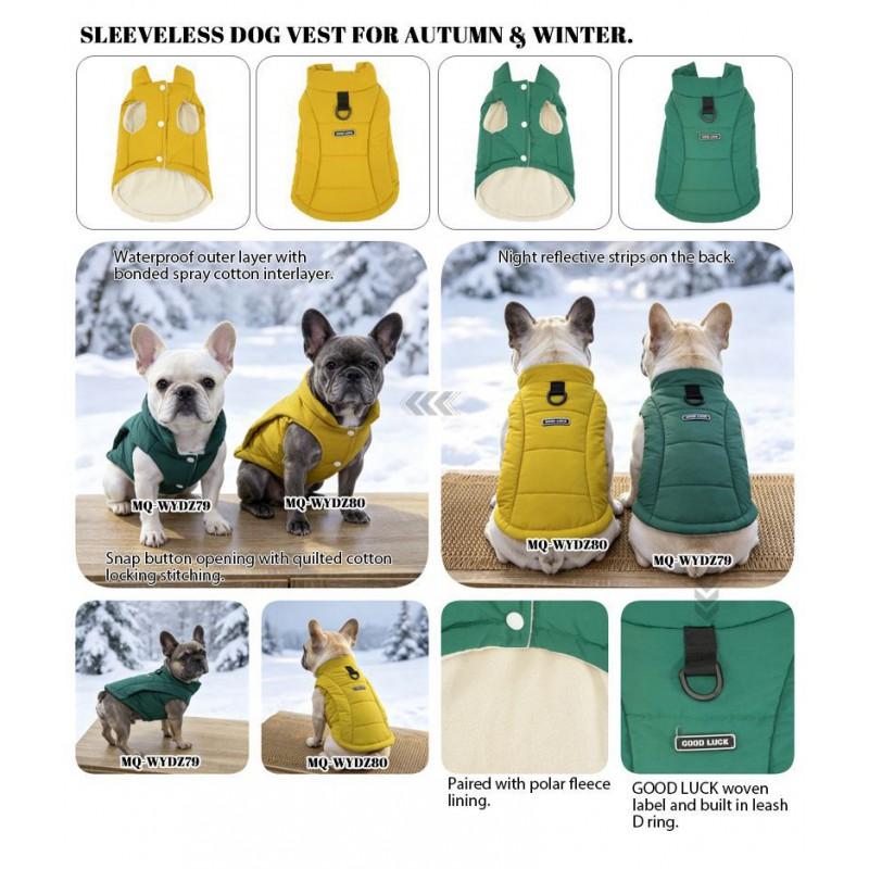 Yellow French Bulldog Harness Cotton Vest Small Medium Dog Winter Warm Pet Clothing