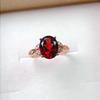 Trendy Open Garnet Ring: Simple Red Gemstone Design for Women