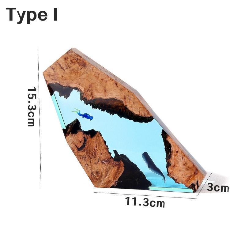3D Морской куб с китом Светодиодная настольная лампа Украшения из смолы Новинка Акула Дайвер Океан Микро Пейзаж Настольные ночники Аксессуары