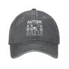Skeleton Dabbing Autism Unisex Style Baseball Caps Distressed Denim Washed Hats Cap Vintage Outdoor Golf Snapback Cap