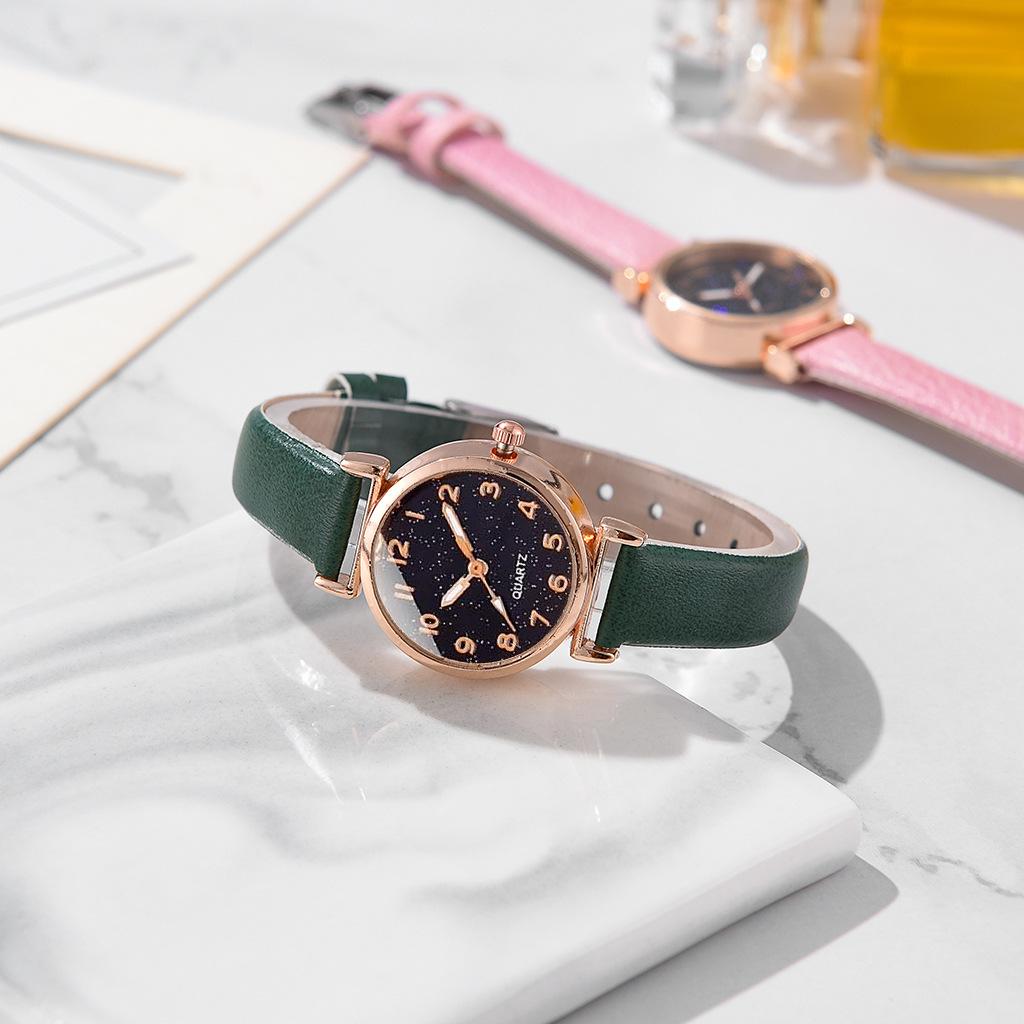 Женские повседневные кожаные часы с ремешком, женские кварцевые наручные часы со звездным небом и круглым циферблатом