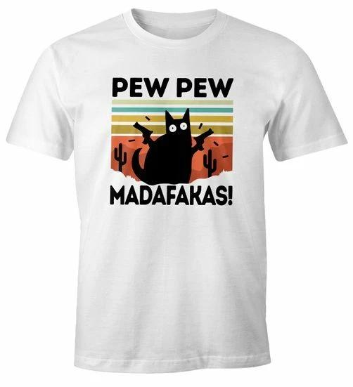 Мужская футболка Pew Pew Madafakas! черная кошка веселая футболка говорящая мем смешной
