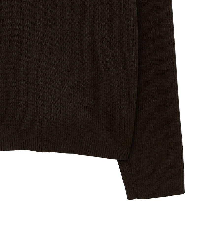 NOIRER Ribbed Zip-Up Knit (Brown)
