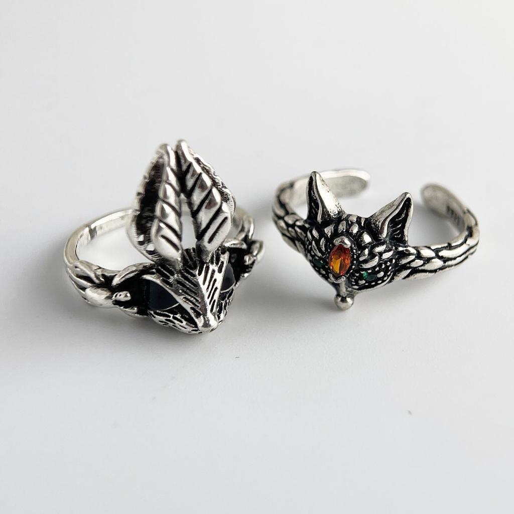 925 Sterling Silver Rings for Women Couple Minimalist Handmade Simple Wide Retro Rabbit Ring Fine Jewelry Gift Prevent Allergy