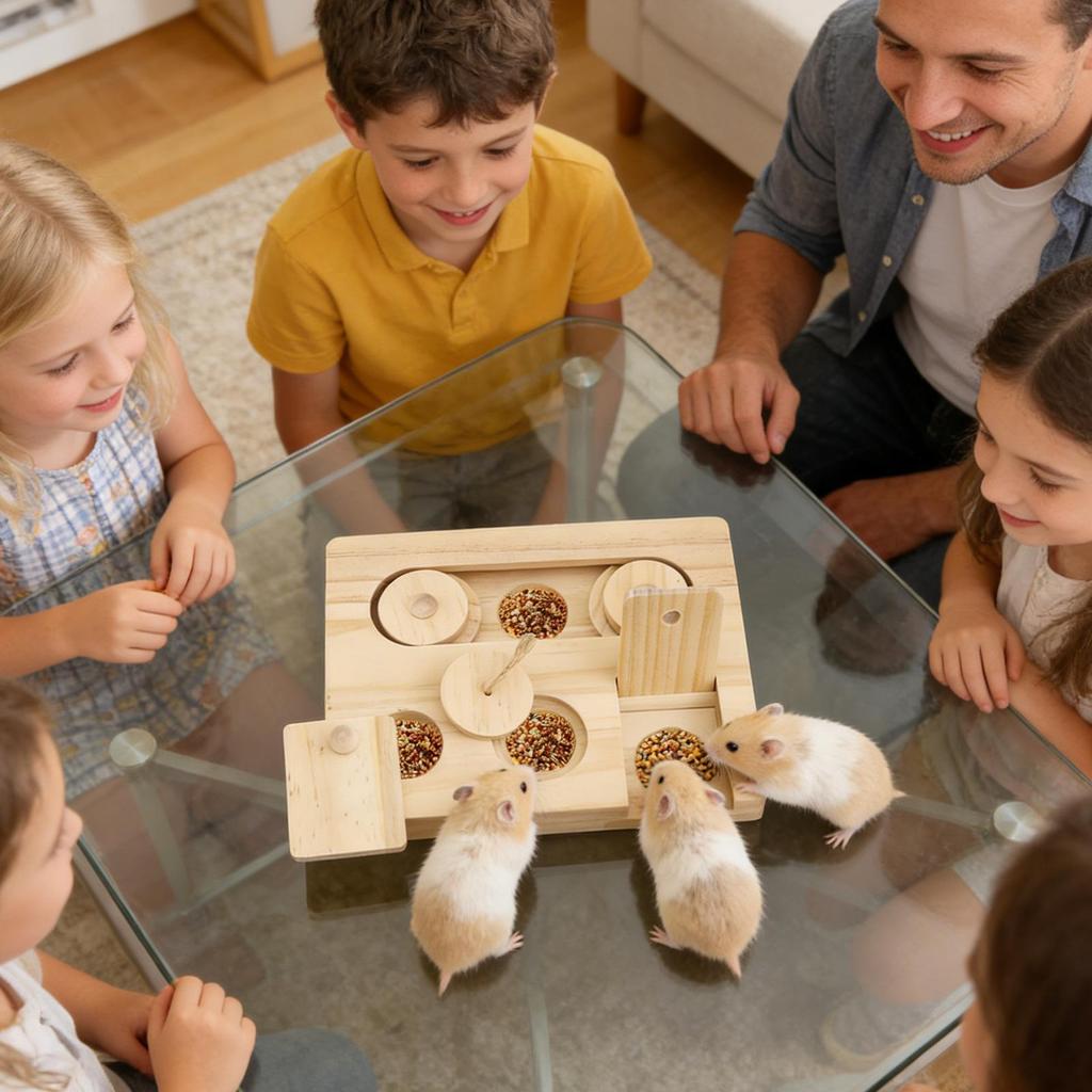 Foraging Toys For Rabbits Interactive Wooden Small Animal Dispenser Cute Pet Puzzle Toys For Indoor Feeding Cage Play Pet Home