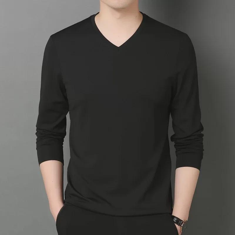 2023 Men's Slim Fit V-Neck Long-Sleeved T-Shirt for Spring and Autumn