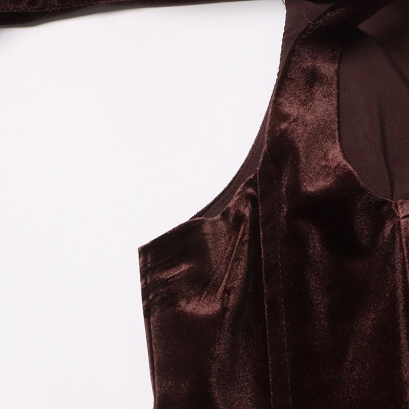 Платье из двух частей из искусственного бархата с переплетением: Весна 2025 г. Утягивающий длинный рукав для женщин