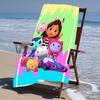 proof beach towel with a Gabby's Dollhouse pattern - soft,absorbent,quick-drying,machine washable - perfect for swimming,camping,bathing