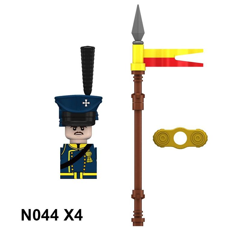 4pcs Military Building Blocks Medieval Knights Duke Marshal Figures Napoleonic Wars Weapons Sword Flags Shoulder Armor Cape Brick MOC