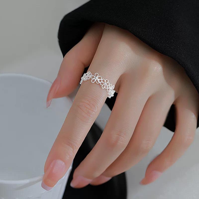 Japanese and Korean Hollow Flower Plain Band Ring – Elegant Simplicity for a Unique, High-End Look