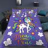 Unicorn Duvet Cover Set King Queen Size Pink 3D Print Cute Unicorn Star Rainbow Cloud for Kids Girls Boys Polyester Bedding Set