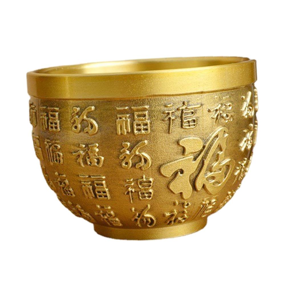 Brass Feng Shui Bowl Wealth Chinese Traditional Lucky Cornucopia Statue Sculpture Lucky Figurine Folk Treasure Bowl for