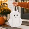 Halloween Purses And Handbags Ghost Gift Bag, White Candy Pouch with Cute Face, Trick or Treat Bag Favor for Party, Kids Goodie Prizes Ribbon Handle