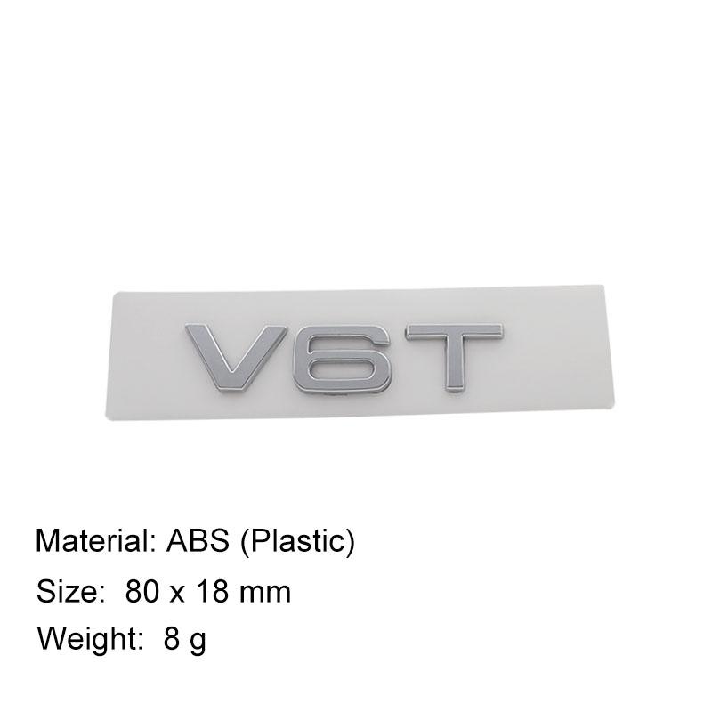 3D V8T V6T V6 V8 T for A1 A3 A5 A6 A4 A7 Q3 Q5 Q7 Car Hood Fender Trunk Rear Bonnet Nameplate Decal Emblem Badge Sticker