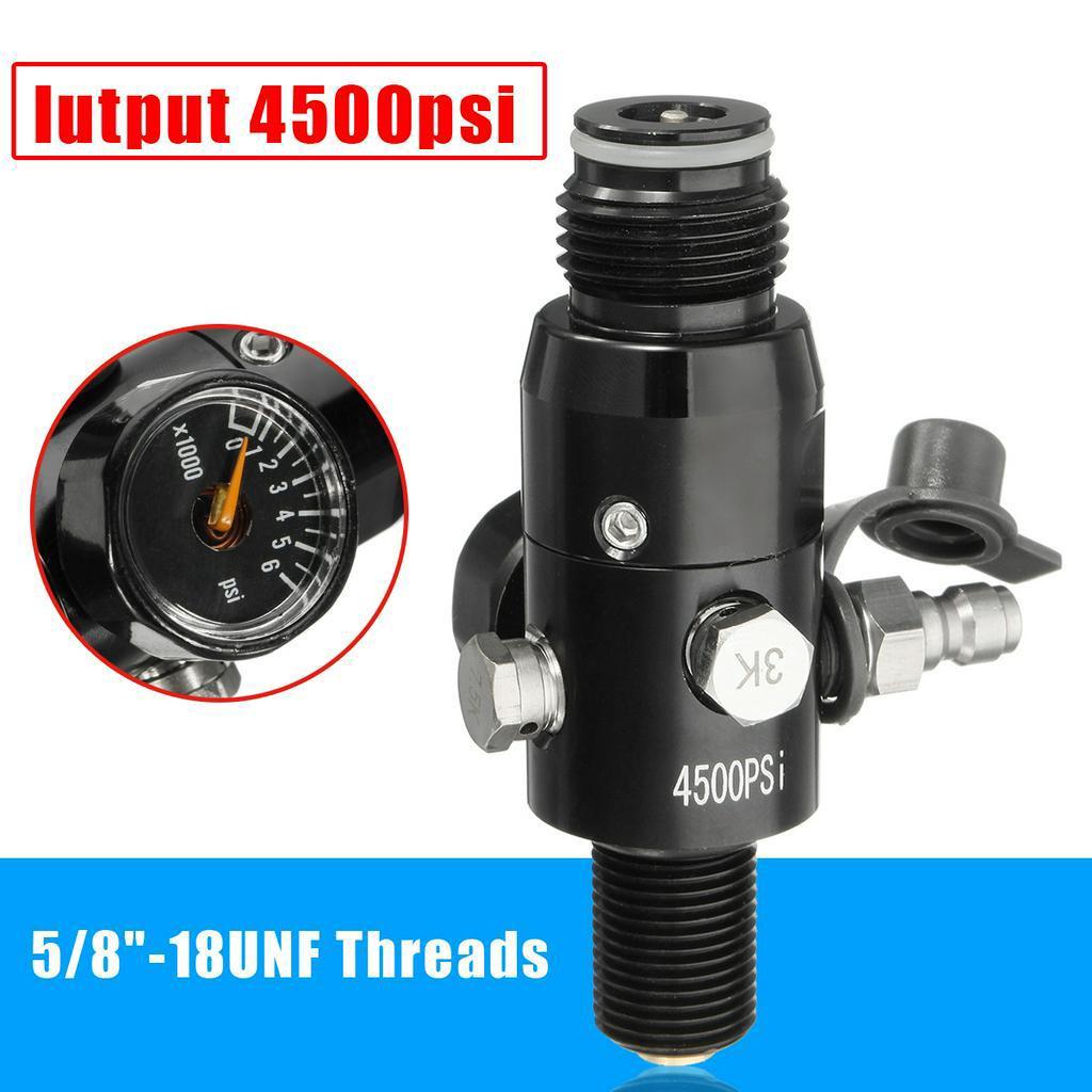New 4500psi Paintball Valve Regulator Input HPA Air Tank Regulator Output 1800psi 5/8''''-18UNF Threads Black