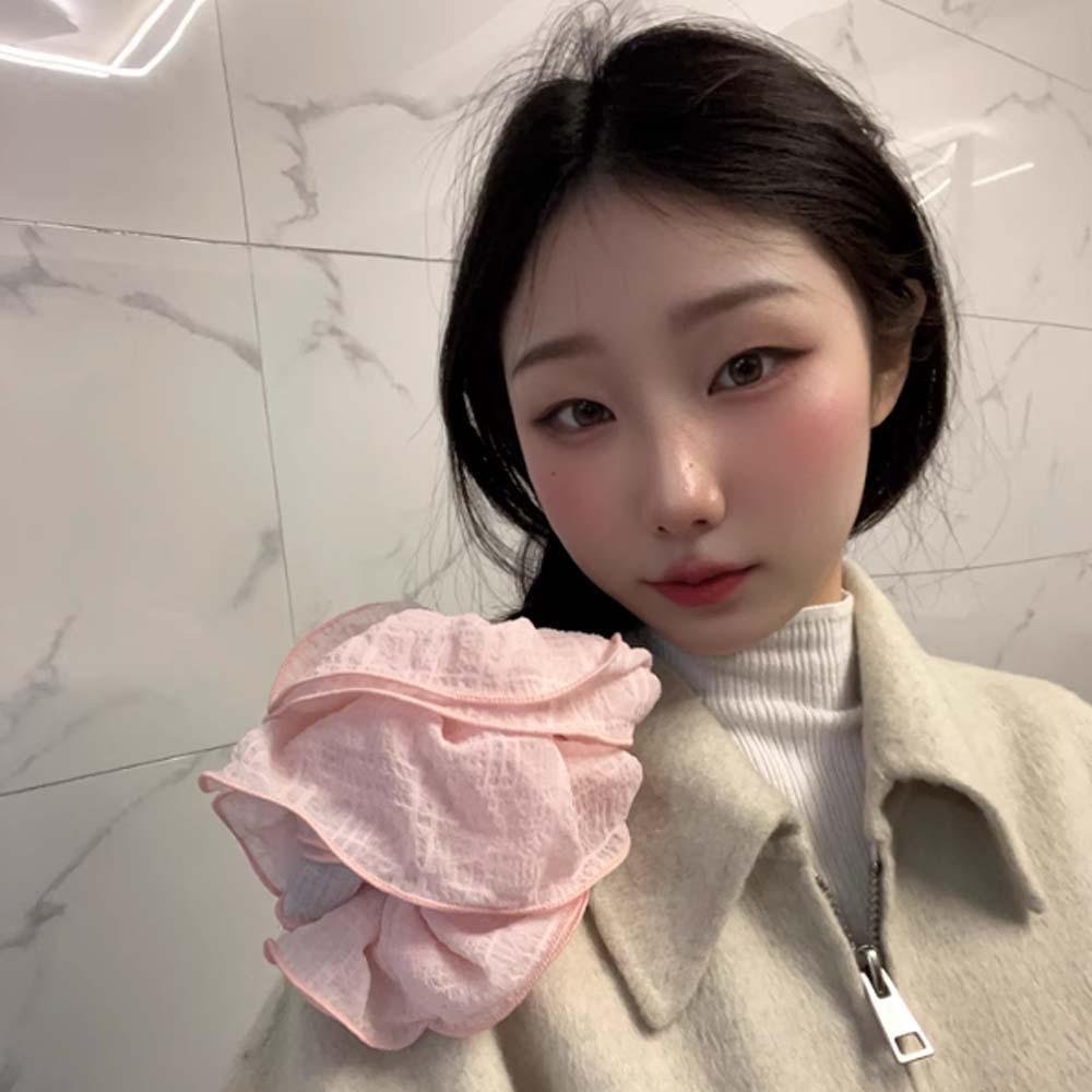 Однотонные кружевные плиссированные резинки для волос в корейском стиле, толстая кишка, веревка для головы, ежедневно