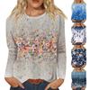Женская модная повседневная фланелевая футболка с длинным рукавом и круглым вырезом с принтом