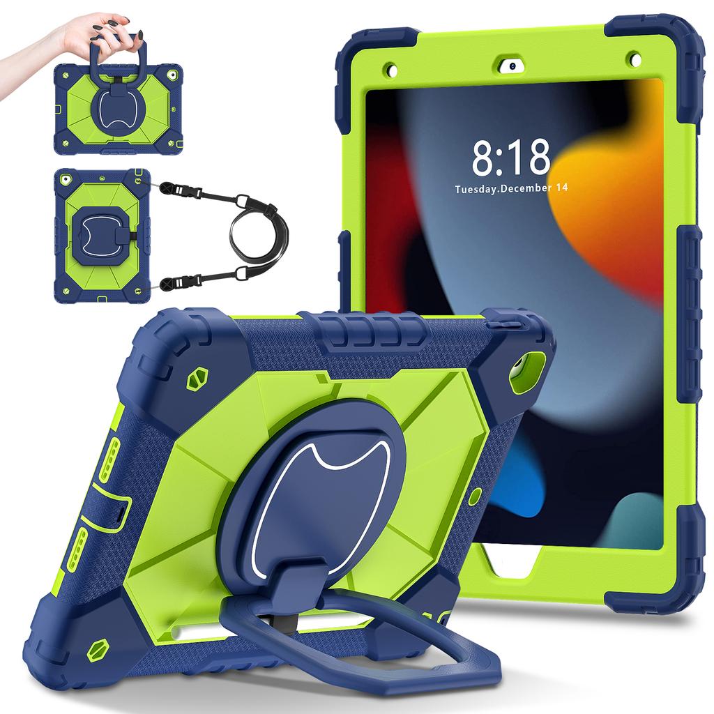 Rotating Heavy Duty Case for IPad 10.2 2019 2020 2021 7th 8th 9th Generation Armor Stand Cover with Handle Grip Shoulder Strap