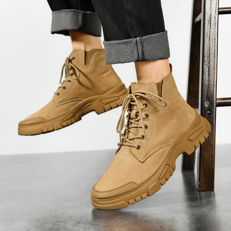 Зимние замшевые мотоциклетные ботинки Fashion Plus Velvet Outdoor Desert Boots Повседневная классическая обувь в британском стиле Универсальные ботильоны