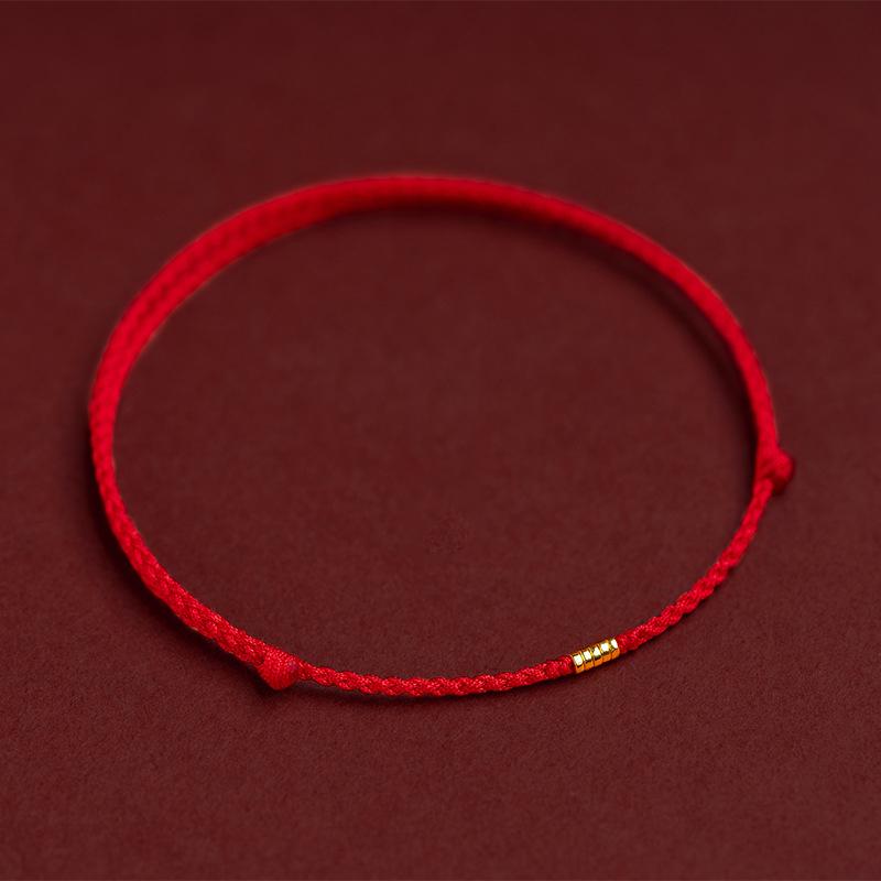 Fashion Handmade Gold Color Beads Red Rope Good Lucky Bangles Adjustable Charm Bracelets For Women Men Lovers' Gift