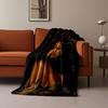 A golden, elegant aesthetic with bold text, a portrait, and embellishments. for all seasons blanket lunch break throw gift
