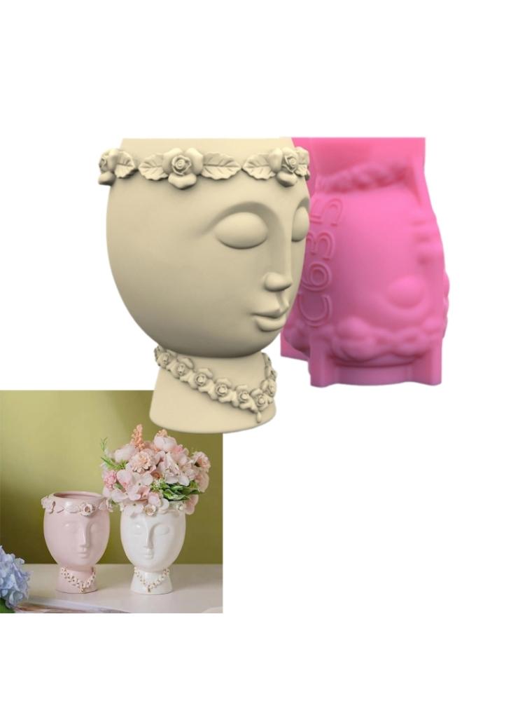 Ваза для цветов, силиконовая форма, инструмент для крафта, формы для сочных ваз в форме лица, бетонная силиконовая форма для цветочного горшка