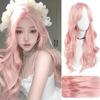 WTB Синтетический парик Лолита Длинные волны Милый элегантный светло-розовый с челкой Женский парик Повседневный Рождественский косплей-вечеринка Парик
