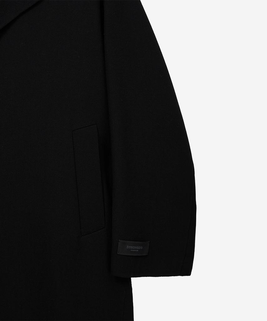 Ziosongzio Handmade Semi-Double Balmacaan Coat Black Zi2Tc201Bk