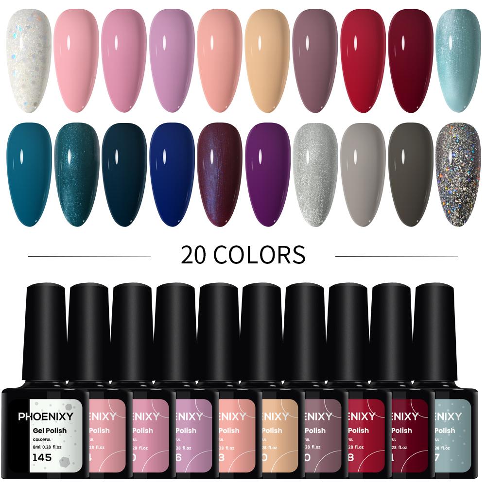 PHOENIXY Набор гель-лаков для ногтей 12/18/20/30/45 шт. Набор 8 мл Гибридный полупостоянный УФ-светодиодный набор для маникюра