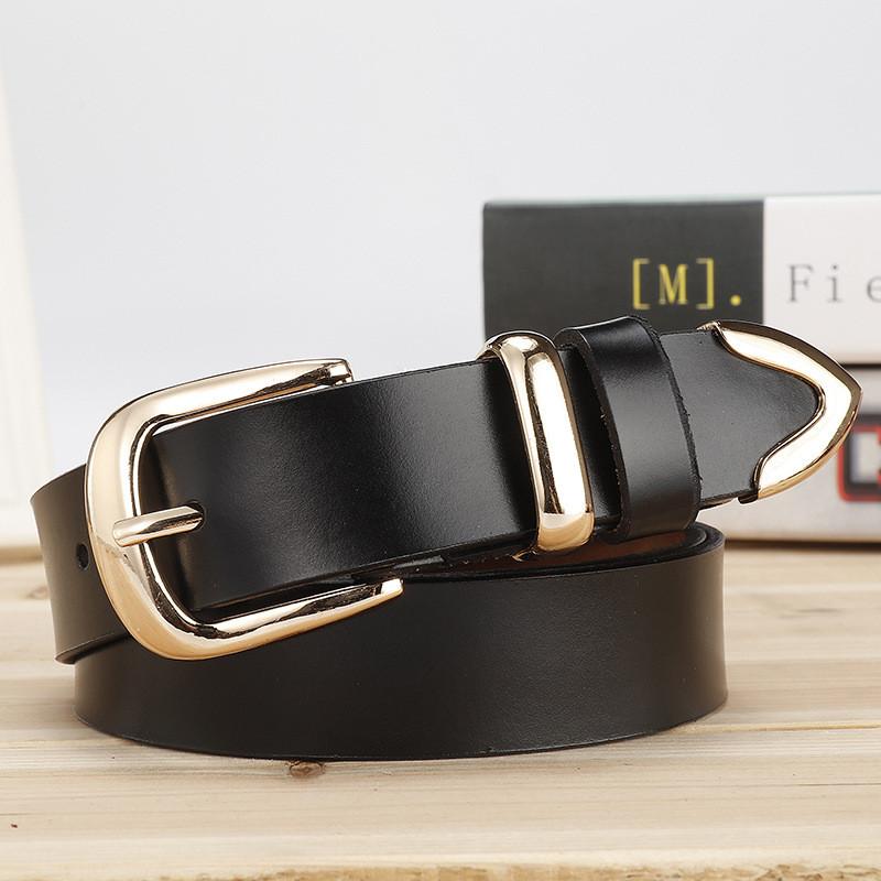 Wide Cowhide Leather Belt With Metal Buckle For Trendy Womens Street Fashion