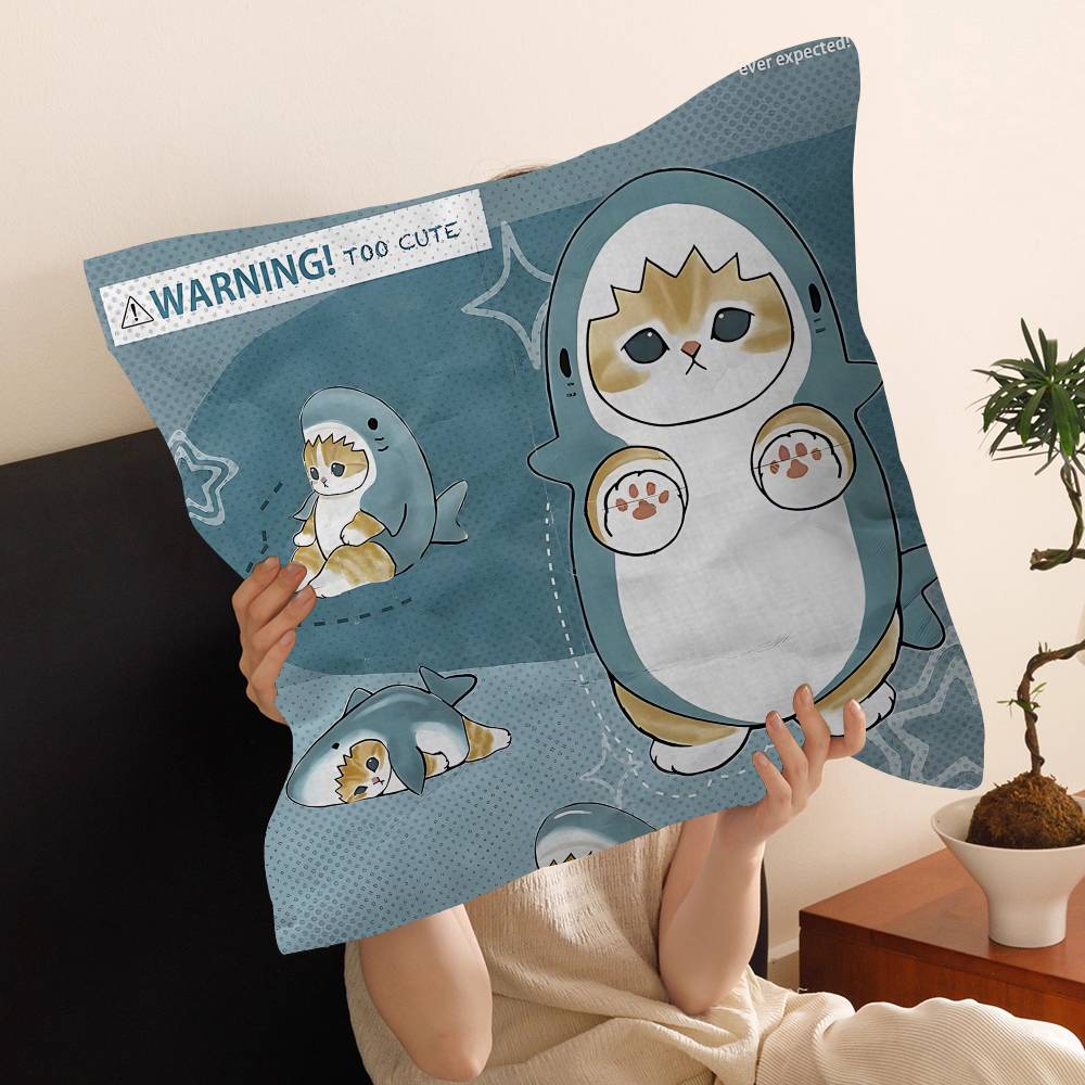 Cute Cat MMofusandS Office Cushion Pillowcase Car Cushion Cover45X45CM Lumbar Pillowcase Sofa Pillowcover