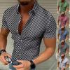 Новая летняя мужская облегающая рубашка с принтом, большая модная повседневная мужская рубашка с коротким рукавом