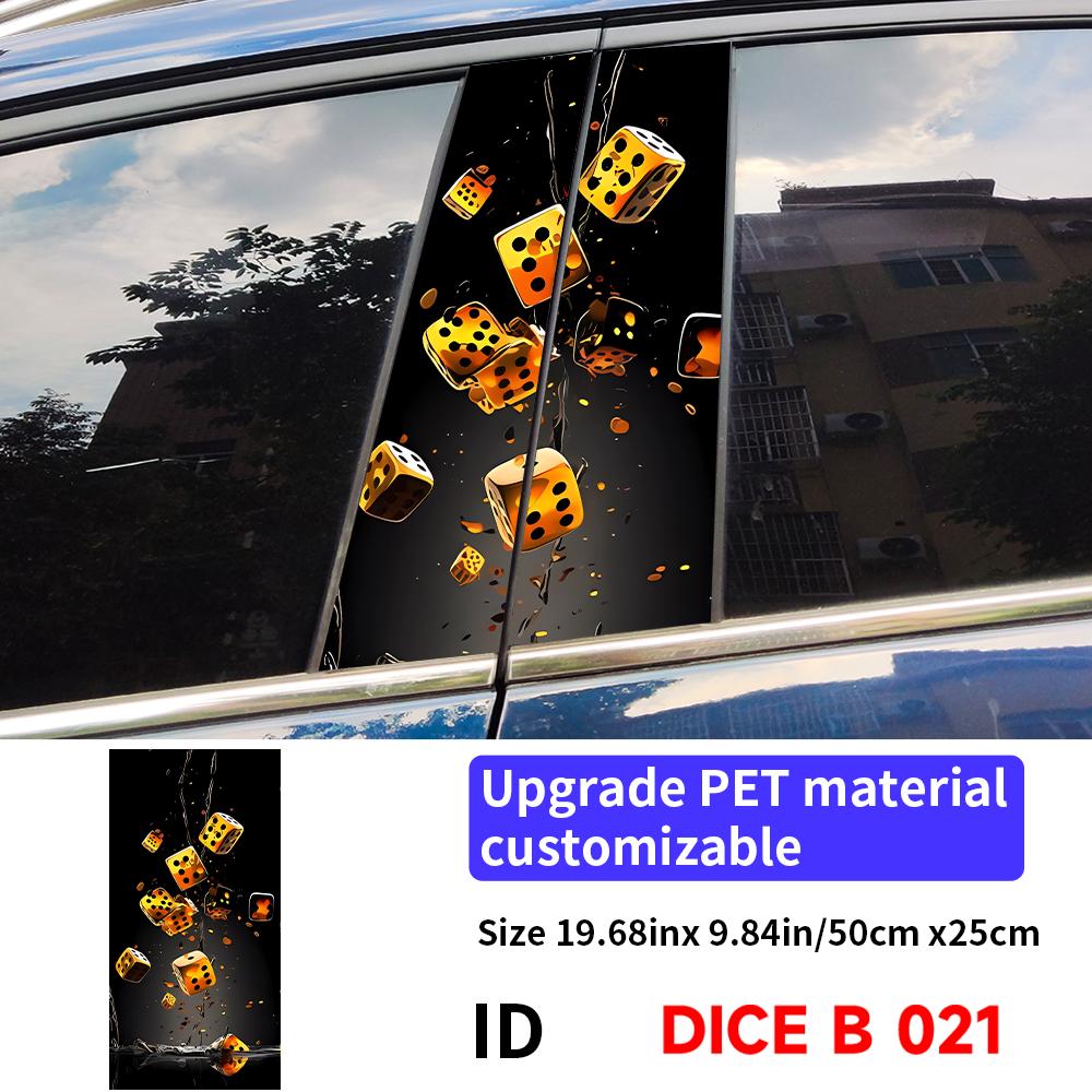 Dice Skull Car Sticker Auto B Pillar Waterproof Sunscreen Center Column Decor Cover Scratches Car Doors Pillar Decal Accessories