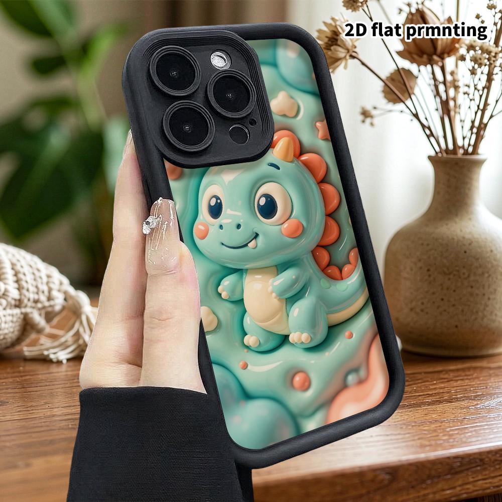 Phone case: 2D flat design, suitable for iPhone 18 17 16 15 14 13 Pro protective case, little dinosaur, perfect Christmas and Halloween holiday gift