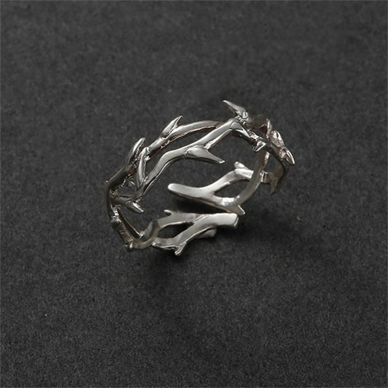 Личное кольцо с полыми ветками, регулируемое мужское кольцо, аксессуары для указательного пальца, модное кольцо из стерлингового серебра 925 пробы, мужские ювелирные изделия